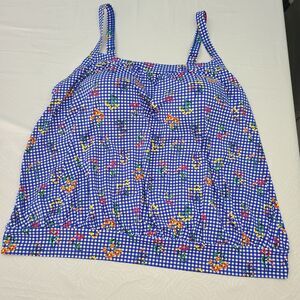 Lands' End women's chlorine-resistant blouson tankini swimsuit top featuring...